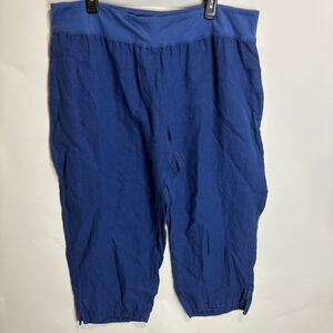 Cut Loose Women's Size 2X Blue Linen High Rise Lantern Leg Lagenlook Pants